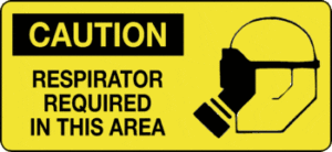 Caution - Resiprator Required in This Area, 7" x 17", Self-Stick Vinyl - ICC Canada