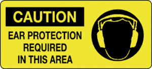 Caution - Ear Protection Required in This Area, 7" x 17", Self-Stick Vinyl - ICC Canada