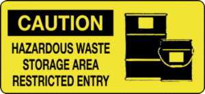 Caution - Hazardous Waste Storage Area Restricted Entry, 7" x 17", Self-Stick Vinyl - ICC Canada