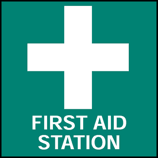 First Aid Station Sign - Self Stick Vinyl, 7" x 7", Self-Stick Vinyl - ICC Canada