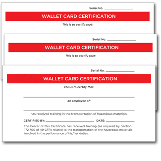 DOT 49 CFR Employee Wallet Cards, English - ICC Canada