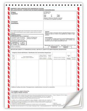 Air Declaration Form, 4-Part NCR, Bilingual (English/French), Preprinted, 100/Pack - ICC USA