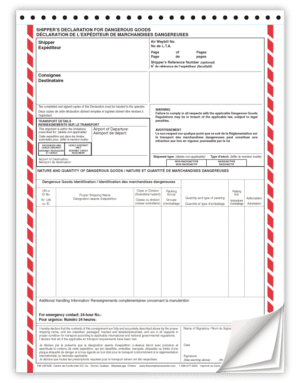 Air Declaration Form, 4-Part NCR, Bilingual (English/French), Preprinted, 100/Pack - ICC USA