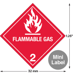 Hazard Class 2.1 - Flammable Gas, Worded, Mini High-Gloss Label, 500/roll - ICC USA