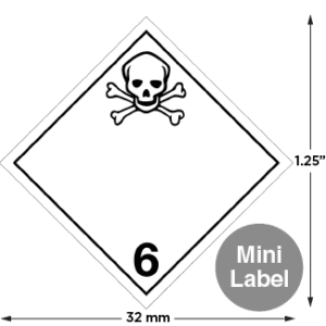 Hazard Class 6.1 - Poisonous Materials, Non-Worded, Mini High-Gloss Label, 500/roll - ICC USA