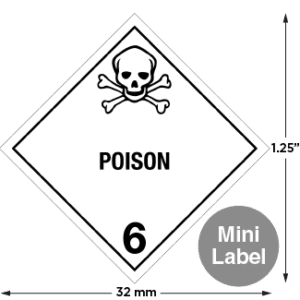 Hazard Class 6.1 - Poisonous Materials, Worded, Mini High-Gloss Label, 500/roll - ICC USA