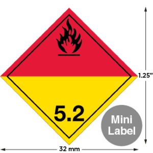 Hazard Class 5.2 - Organic Peroxide, Non-Worded, Mini High-Gloss Label, 500/roll - ICC USA