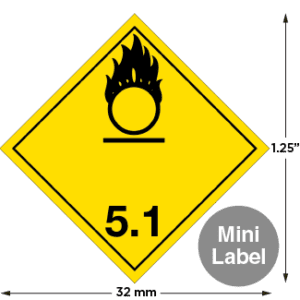Hazard Class 5.1 - Oxidizer, Non-Worded, Mini High-Gloss Label, 500/roll - ICC USA