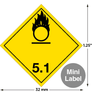 Hazard Class 5.1 - Oxidizer, Non-Worded, Mini High-Gloss Label, 500/roll - ICC USA