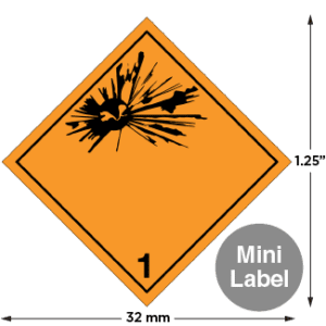 Hazard Class 1 - Explosive, Non-Worded, Mini High-Gloss Label, 500/roll - ICC USA