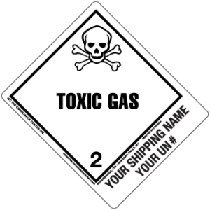 Hazard Class 2.3 - Toxic Gas, Worded, Vinyl Label, Shipping Name-Standard Tab, Custom, 500/roll - ICC USA