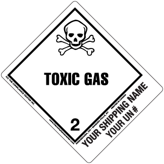 Hazard Class 2.3 - Toxic Gas, Worded, Vinyl Label, Shipping Name-Standard Tab, Custom, 500/roll - ICC USA