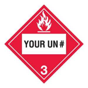 Hazard Class 3 - Flammable Liquid Placard, Removable Self-Stick Vinyl, Custom - ICC USA