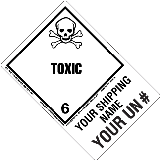 Hazard Class 6.1 - Toxic, Worded, Vinyl Label, Shipping Name-Large Tab, Custom, 500/roll - ICC USA Hazard Class 6.1 - Toxic, Worded, Vinyl Label, Shipping Name-Large Tab, Custom, 500/roll - ICC USA