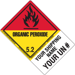 Hazard Class 5.2 – Organic Peroxide, Worded, High-Gloss Label, Shipping Name-Large Tab, Custom, 500/roll - ICC USA