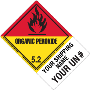 Hazard Class 5.2 – Organic Peroxide, Worded, High-Gloss Label, Shipping Name-Large Tab, Custom, 500/roll - ICC USA