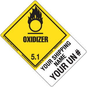 Hazard Class 5.1 - Oxidizer, Worded, High-Gloss Label, Shipping Name-Large Tab, Custom, 500/roll - ICC USA