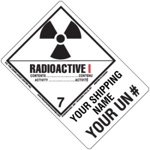 Hazard Class 7 - Radioactive Category I - Explosive, Non-Worded, High-Gloss Label, Shipping Name-Large Tab, Custom, 500/roll - ICC USA