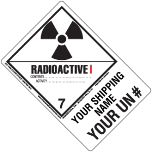 Hazard Class 7 - Radioactive Category I - Explosive, Worded, High-Gloss Label, Shipping Name-Large Tab, Custom, 500/roll - ICC USA