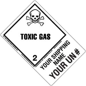 Hazard Class 2.3 - Toxic Gas, Worded, Vinyl Label, Shipping Name-Large Tab, Custom, 500/roll - ICC USA