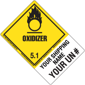 Hazard Class 5.1 - Oxidizer, Worded, Vinyl Label, Shipping Name-Large Tab, Custom, 500/roll - ICC USA