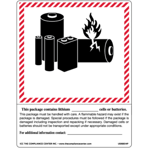 Lithium Battery Mark with Hazard Statement - 6.375″ x 5″, Gloss Paper Label, 500/Roll - ICC USA