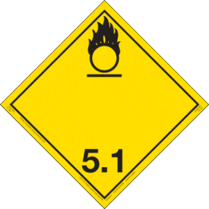 Hazard Class 5.1 - Oxidizer Placard, Removable Self-Stick Vinyl, Non-Worded - ICC USA