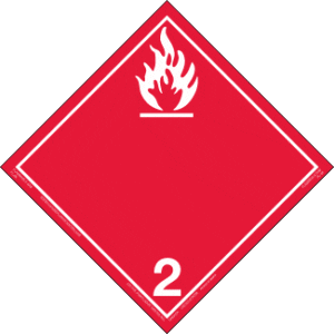 Hazard Class 2.1 - Flammable Gas, Removable Self-Stick Vinyl, Non-Worded Placard - ICC USA