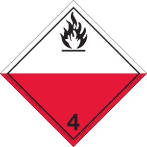 Hazard Class 4.2 - Substances Liable to Spontaneous Combustion, Removable Self-Stick Vinyl, Non-Worded Placard - ICC USA