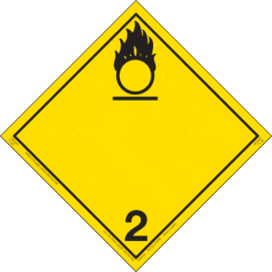 Hazard Class 2.2 (5.1) - Oxygen, Removable Self-Stick Vinyl, Non-Worded Placard - ICC USA