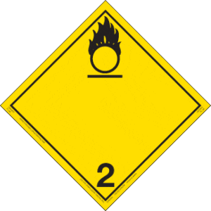 Hazard Class 2.2 (5.1) - Oxygen Placard, Removable Self-Stick Vinyl, Non-Worded - ICC USA