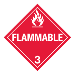 Hazard Class 3 - Flammable Liquid Placard, Removable Self-Stick Vinyl, Worded - ICC USA