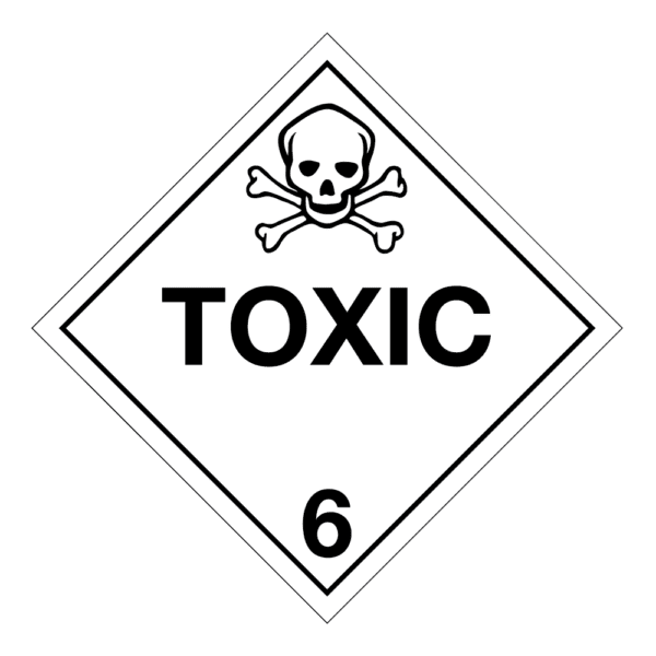 Hazard Class 6.1 - Toxic Placard, Removable Self-Stick Vinyl, Worded - ICC USA