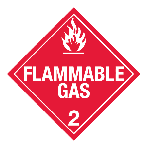 Hazard Class 2.1 - Flammable Gas Placard, Removable Self-Stick Vinyl, Worded - ICC USA