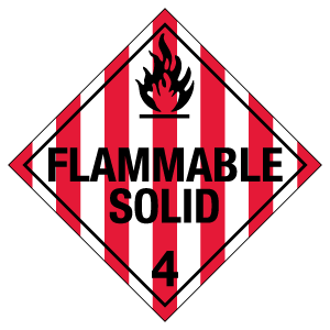 Hazard Class 4.1 - Flammable Solid, Removable Self-Stick Vinyl, Worded Placard - ICC USA