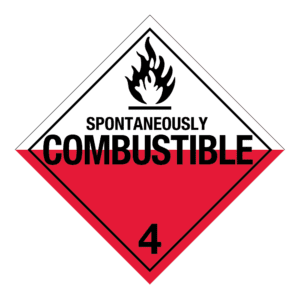 Hazard Class 4.2 - Spontaneously Combustible Material Placard, Removable Self-Stick Vinyl, Worded - ICC USA