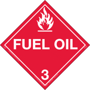 Hazard Class 3 - Fuel Oil, Removable Self-Stick Vinyl, Worded Placard - ICC USA