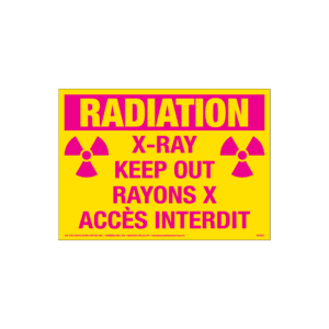 Radiation X-Ray Keep Out, 10" x 7", Rigid Vinyl, Bilingual English/French - ICC USA