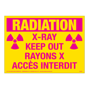 Radiation X-Ray Keep Out, 14" x 10", Self-Stick Vinyl, Bilingual English/French - ICC USA