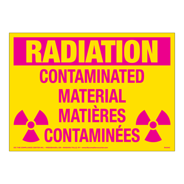 Radiation Contaminated Material, 14" x 10", Self-Stick Vinyl, Bilingual English/French - ICC USA
