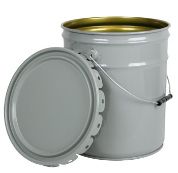 3.5 Gallon Gray Open Head Pail, Phenolic Lined, UN Rated. Pipeline