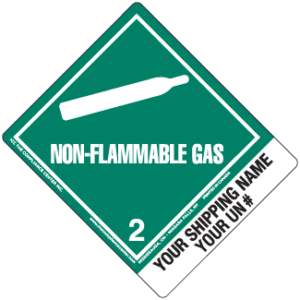 Hazard Class 2.2 - Non-Flammable Gas, Worded, High-Gloss Label, Shipping Name-Standard Tab, Custom, 500/roll - ICC USA