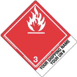 Hazard Class 3 - Flammable Liquid, Non-Worded, High-Gloss Label, Shipping Name-Standard Tab, Custom, 500/roll - ICC USA