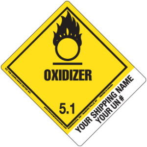 Hazard Class 5.1 - Oxidizer, Worded, High-Gloss Label, Shipping Name-Standard Tab, Custom, 500/roll - ICC USA