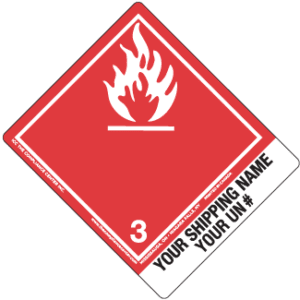 Hazard Class 3 - Flammable Liquid, Non-Worded, Vinyl Label, Shipping Name-Standard Tab, Custom, 500/roll - ICC USA
