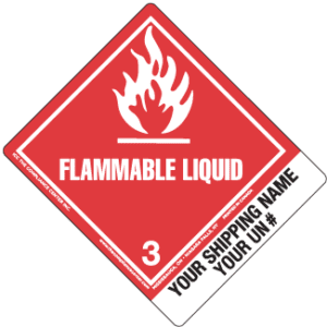 Hazard Class 3 - Flammable Liquid, Worded, Vinyl Label, Shipping Name-Standard Tab, Custom, 500/roll - ICC USA