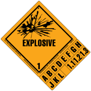 Hazard Class 1.1/1.2/1.3 - Explosive, Worded, High-Gloss Label, 500/roll - ICC USA