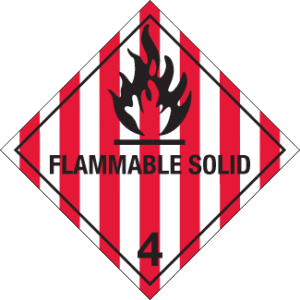 Hazard Class 4.1 - Flammable Solid, Worded, High-Gloss Label, 500/roll - ICC USA