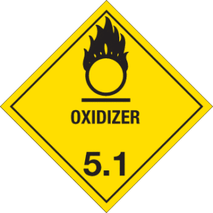 Hazard Class 5.1 - Oxidizer, 4" x 4", Worded, High-Gloss Label, 500/roll - ICC USA