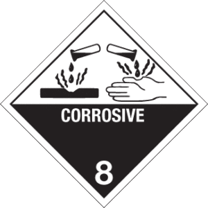 Hazard Class 8 - Corrosive Material, Worded, Vinyl Label, 500/roll - ICC USA